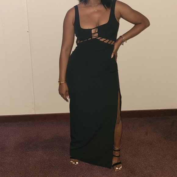 Aidan by Aidan Mattox  Cutout Square Neck Gown - Picture 4 of 4